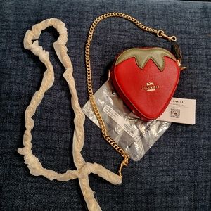 Coach Strawberry Coin Case on a chain